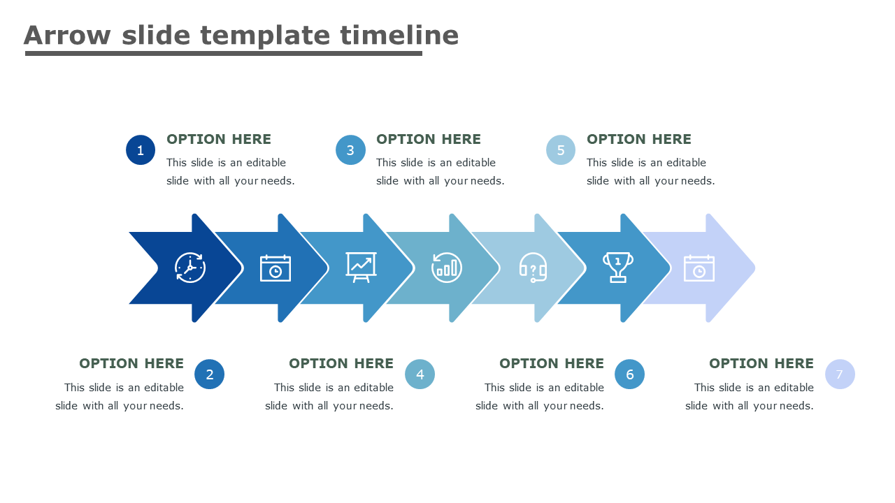 slide template timeline-7-blue
